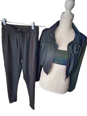 Irridescent SO REAL 3-Pc Set Athleisure Track Suit Sports Bra Jacket Sweat Pants